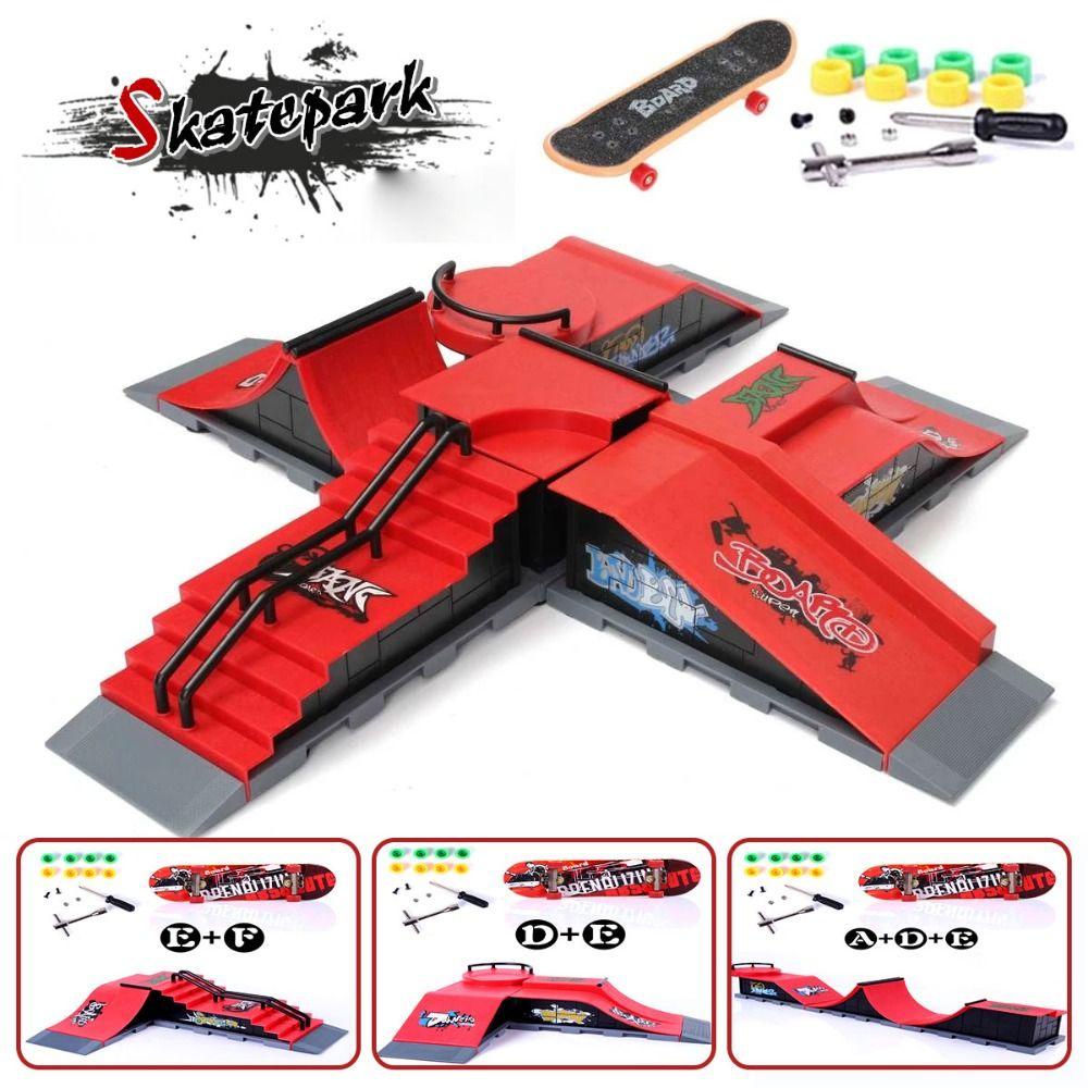 Quinton Finger Skateboard Set Surfing Mainan Untuk Anak Jari Papan Surfing Skateboard Model Jari Pelatihan Fingerboard Mainan Skate Taman Ramp Mainan