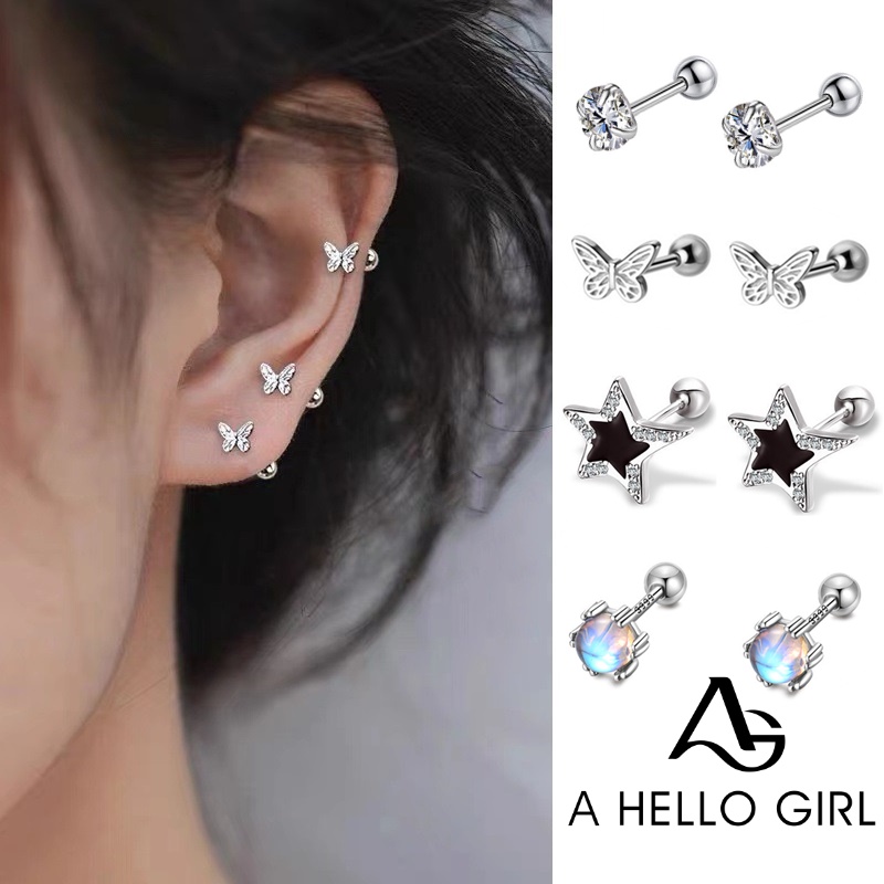 Anting Tusuk Bentuk Pita Hollow Untuk Wanita