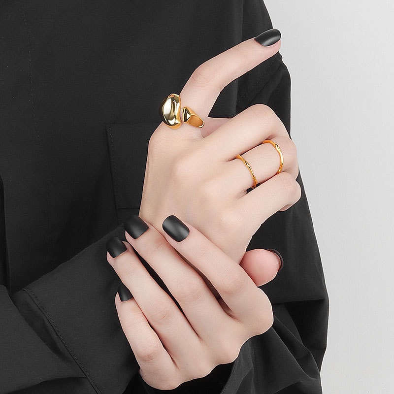 Fashion Cincin Terbuka Lebar Mawar Tidak Teratur/Unisex Vintage Punk Finger Ring/Cincin Geometris Perhiasan Pesta Untuk Wanita