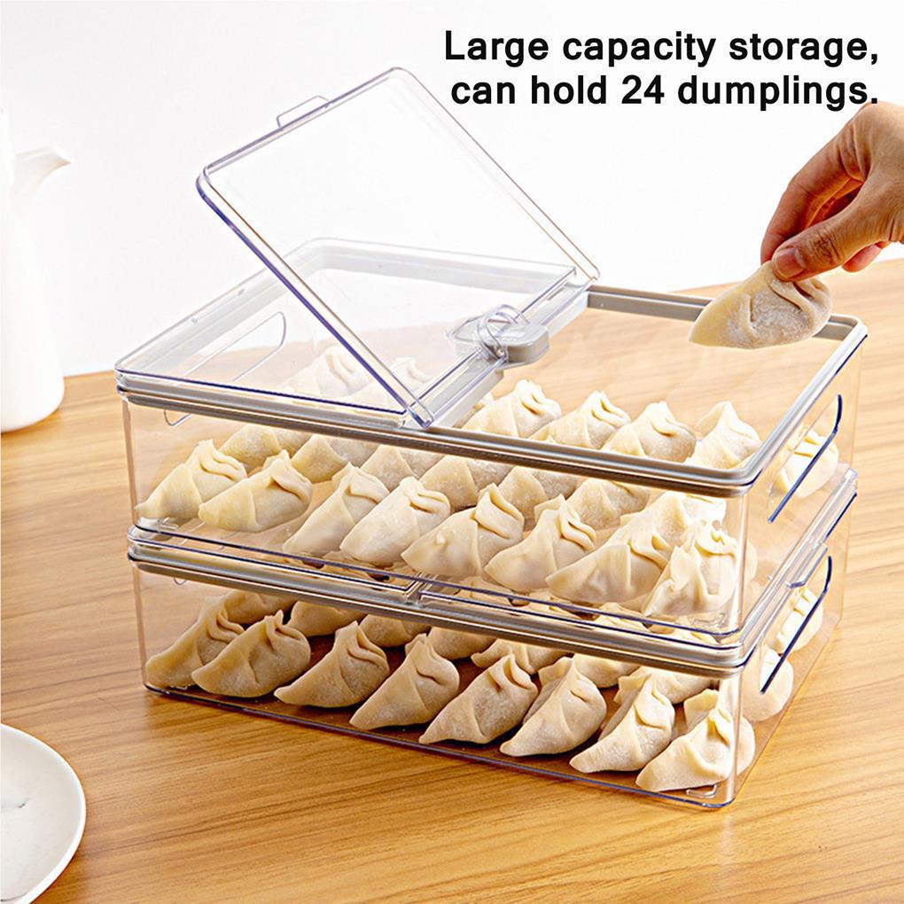 Stackable Flip Refrigerator Storage Box Breathable Sealed Kitchen Dengan Kapasitas Flip Dumpling Preservation Refrigerator Box Karton Transparan Besar Untuk Kulkas Dapur Rumah