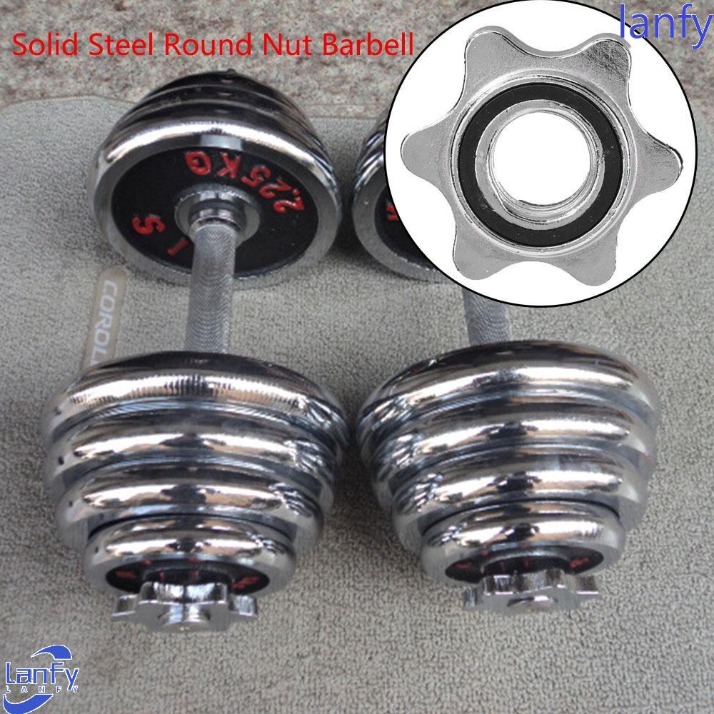 Lanfy Dumbell Nut Standar Baja Solid Klem Dumbell Spin-lock Angkat Berat Aksesoris Tetap Dumbbell Hexagon Nut