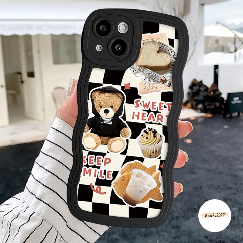 Case Untuk OPPO A17K A12 A17 A15 A58 A16K A55 A77s A77 A54 A96 A95 A53 A3s A74 A16s A5 A9 A57 A16 A1k A78 A5s A76 A52 A7 Reno 8T 8 7 8Z Enak Cream Sandwich Cookie Wavy Edge Sarung