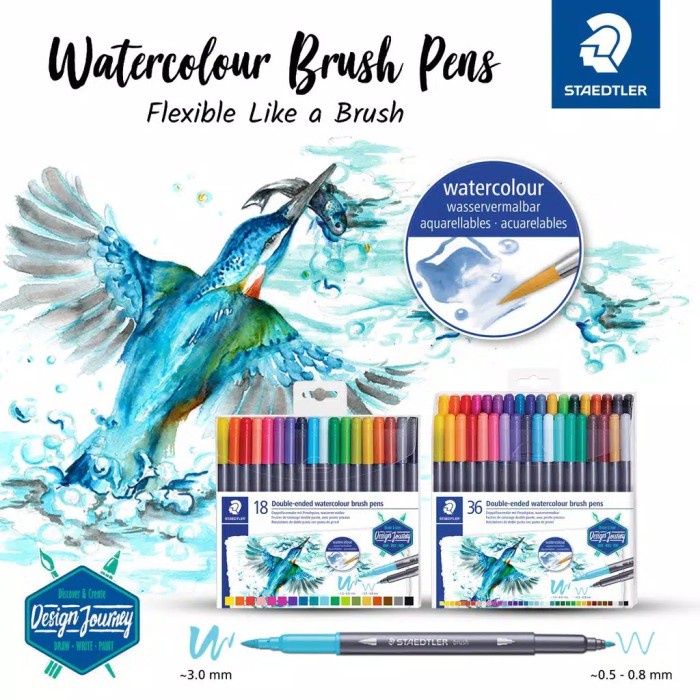 

Staedtler Double-Ended Watercolour Brush Pen - 36 pcs Brushpen