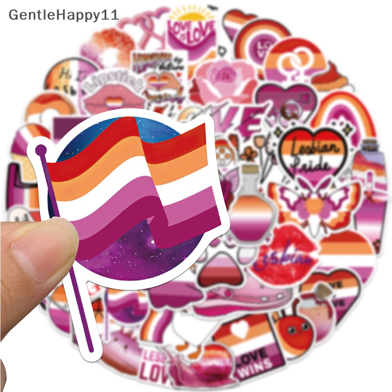 Gentlehappy 50PCS Lesbian Colorful Rain Stiker DIY Laptop Bagasi Skateboard Decals id