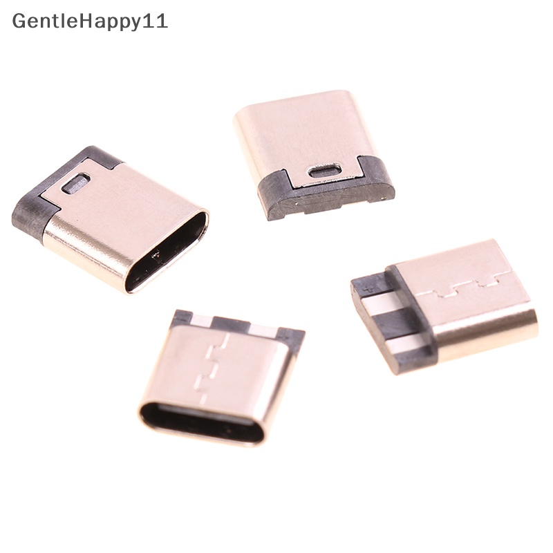 Gentlehappy 10pcs Type-C 2pin Solder Female 3A Soket Arus Tinggi Konektor USB id