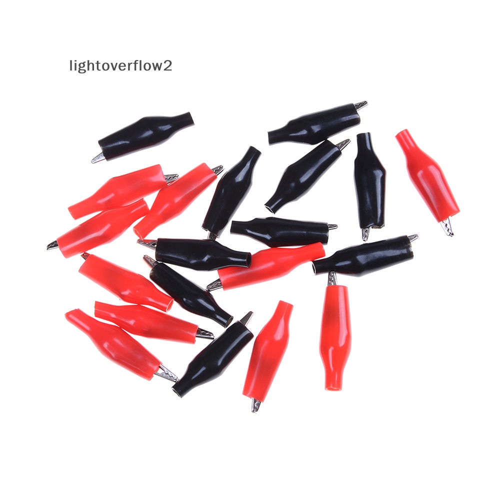 [lightoverflow2] 20xs Merah Hitam Plastik Lembut Tesg Probe Alligator Clips Crocodile Test Clip [ID]
