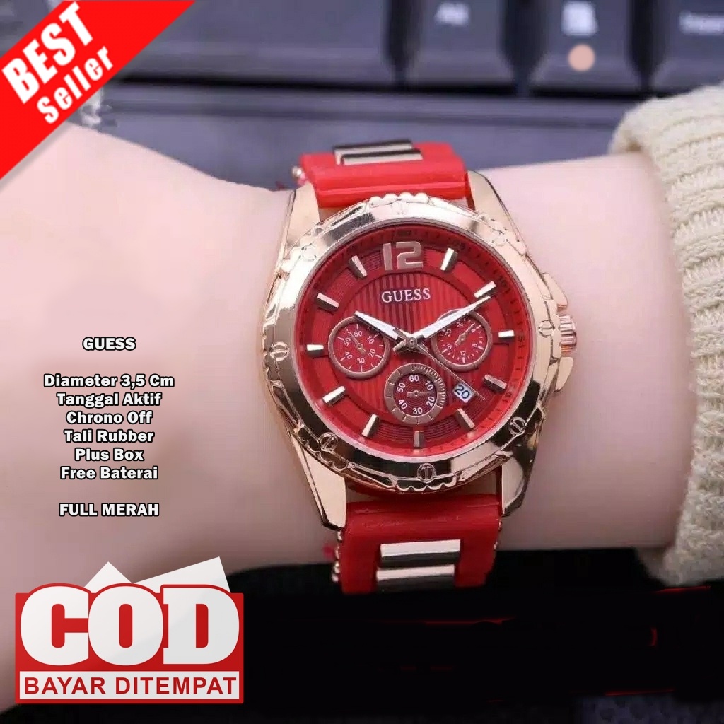 JAM TANGAN FASHION WANITA TERMURAH TALI RUBBER TANGGAL AKTIF KUALITAS PREMIUM ANALOG KOREA KPOP TREND (BISA COD)