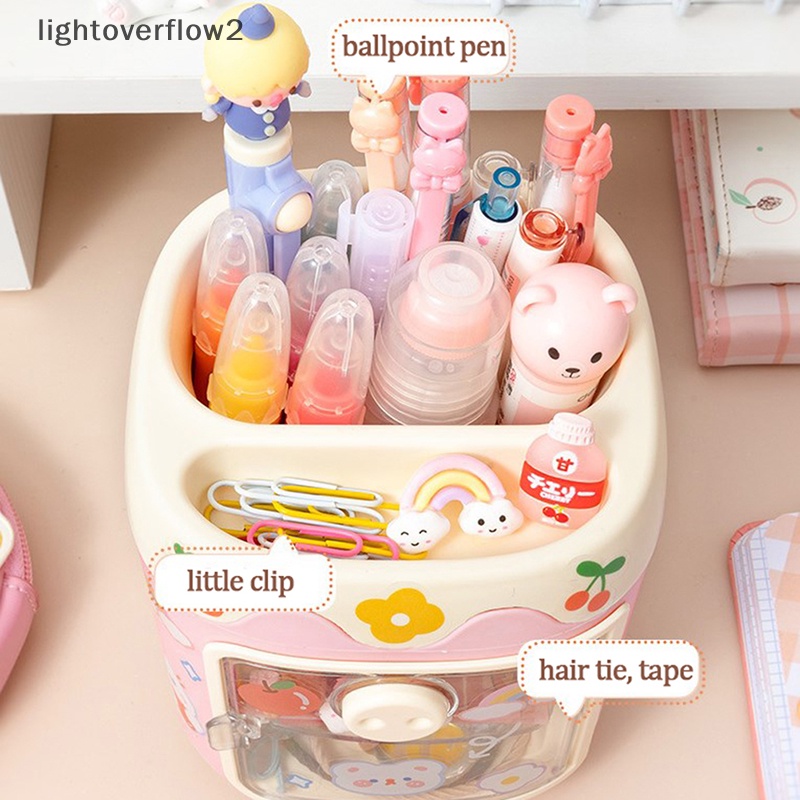 [lightoverflow2] Kawaii Pig Storage Box Kapasitas Besar Tempat Pulpen Kamar Tidur Kamar Mandi Kotak Organizer Alat Tulis Kantor Sekolah Makeup Brush Bucket [ID]