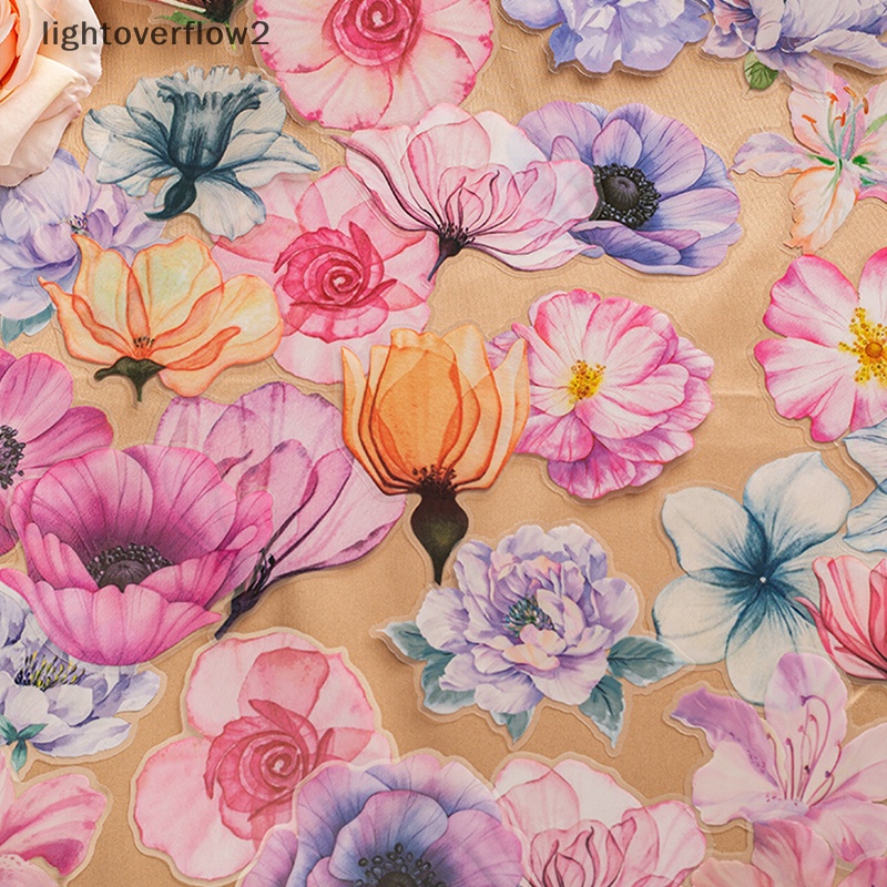 [lightoverflow2] 1set Kreatif PET Vintage Tanaman Bunga Kristal Tinta Stiker Scrapbook DIY Sticker Craft Journaling Scrapbooking Bahan Aksesoris [ID]