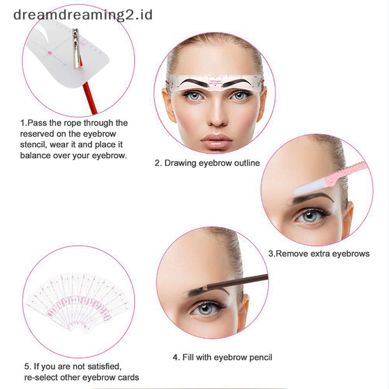 (drea) 12pcs Reusable Eye Brow Drawing Guide Set Stensil Alis Makeup Card Kit//