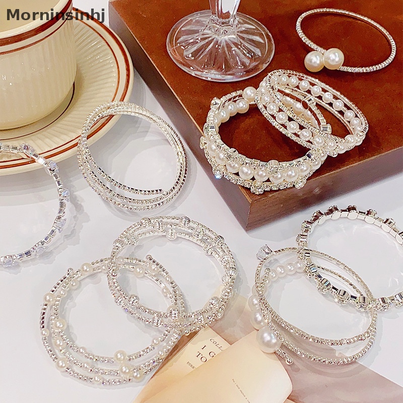 Mornin Gelang Mutiara Imitasi Kristal Elegan Multilayer Dapat Melar Pearl Bracelet Gelang Mutiara Untuk Wanita Perhiasan Pengantin Hadiah id