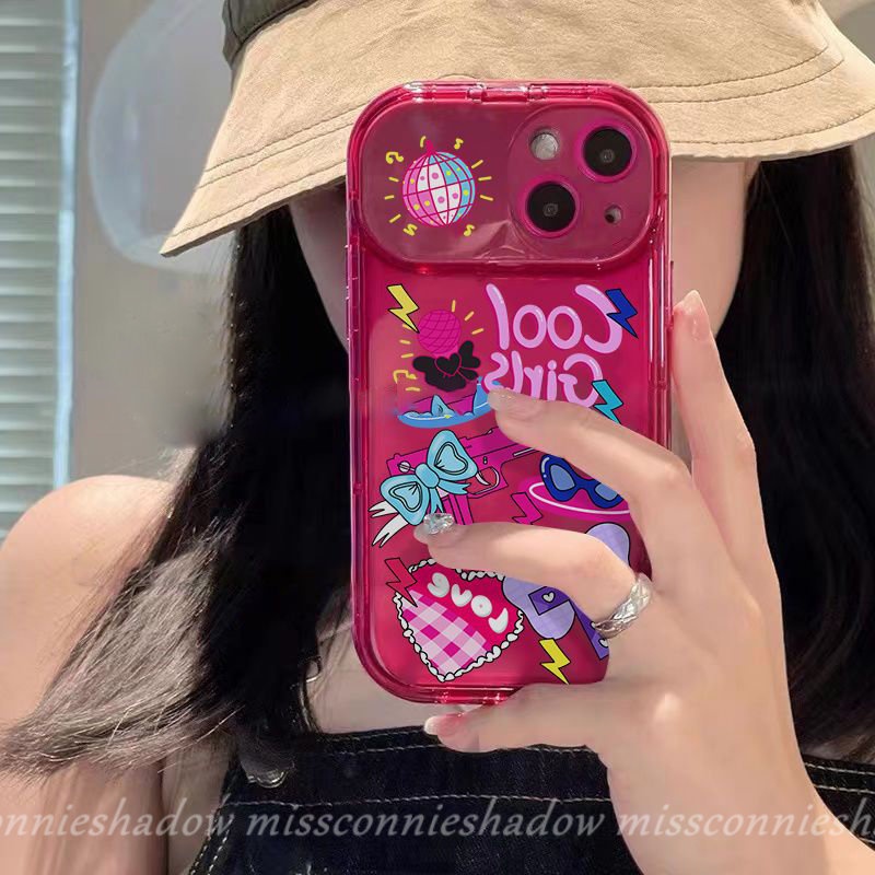 Casing Untuk Oppo A57 A15 A12 A5s A7 A15s A53 A9 A5 A31 A33 2020 A3s A12E A77 A11K A35 A77s Kartun Lucu Imut Graffiti Stiker Kreatif Flip Make Up Mirror Case Mawar Merah Soft Cover