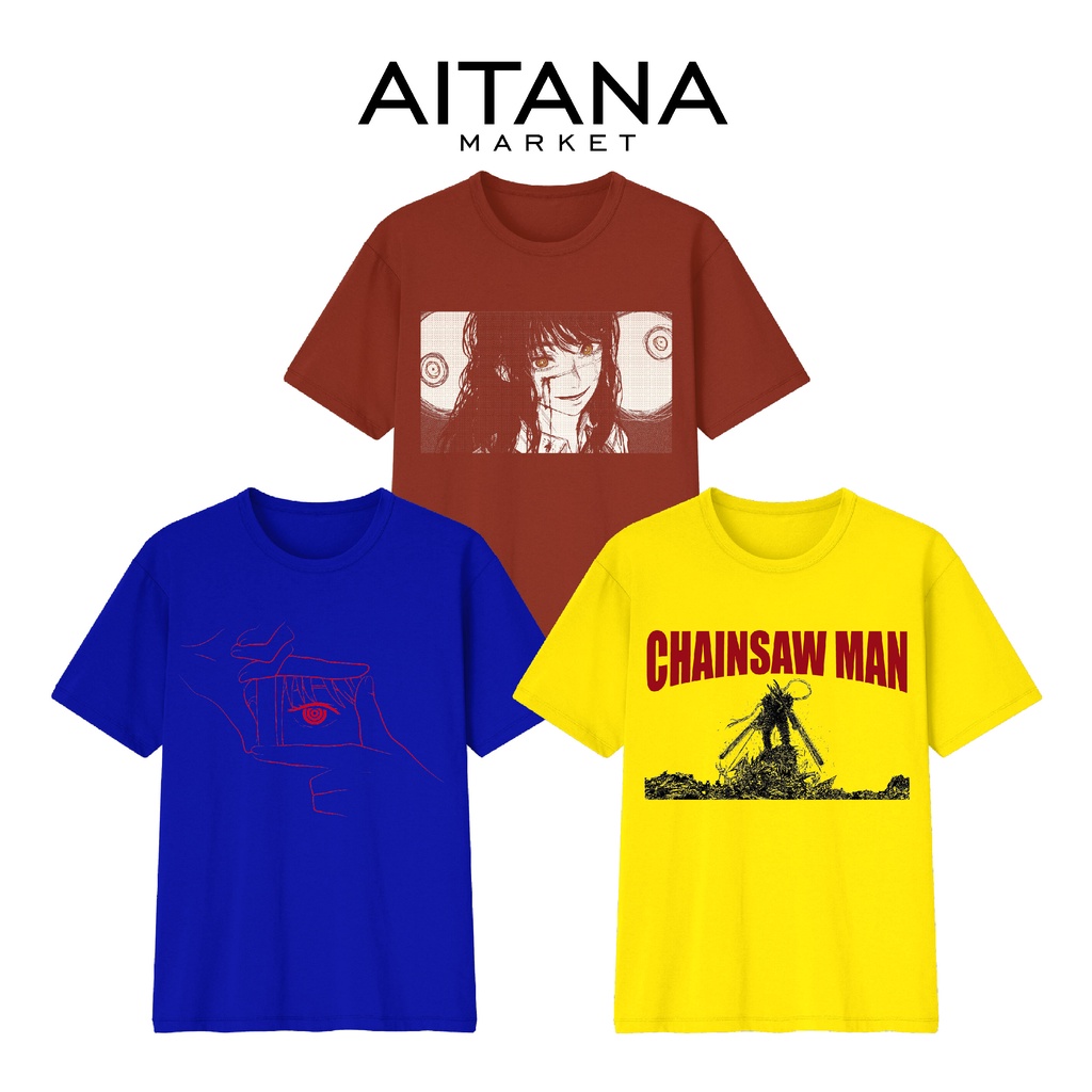 Kaos Dewasa Anime ChainsawMan Denji Makima Yoru Series Bahan Katun Combed 30s