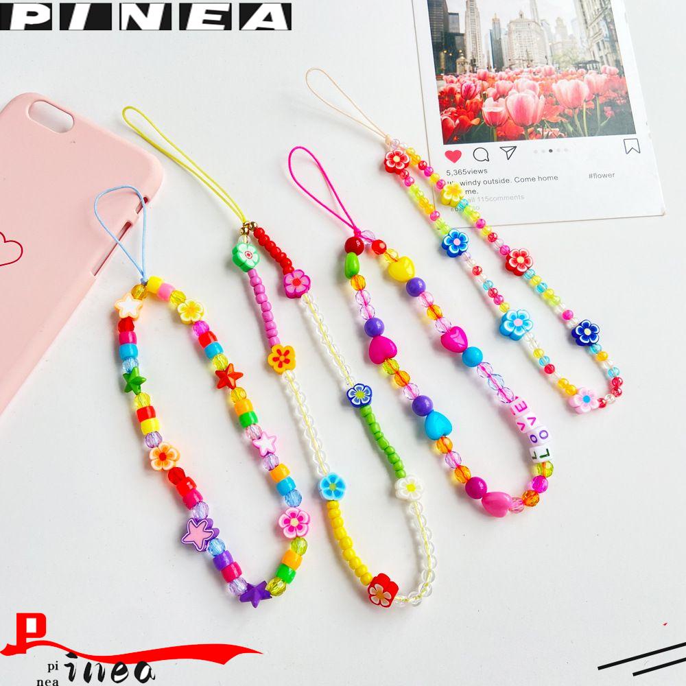 Tali Lanyard Manik-Manik Kartun Nanas Warna-Warni Handmade Untuk Aksesoris Handphone