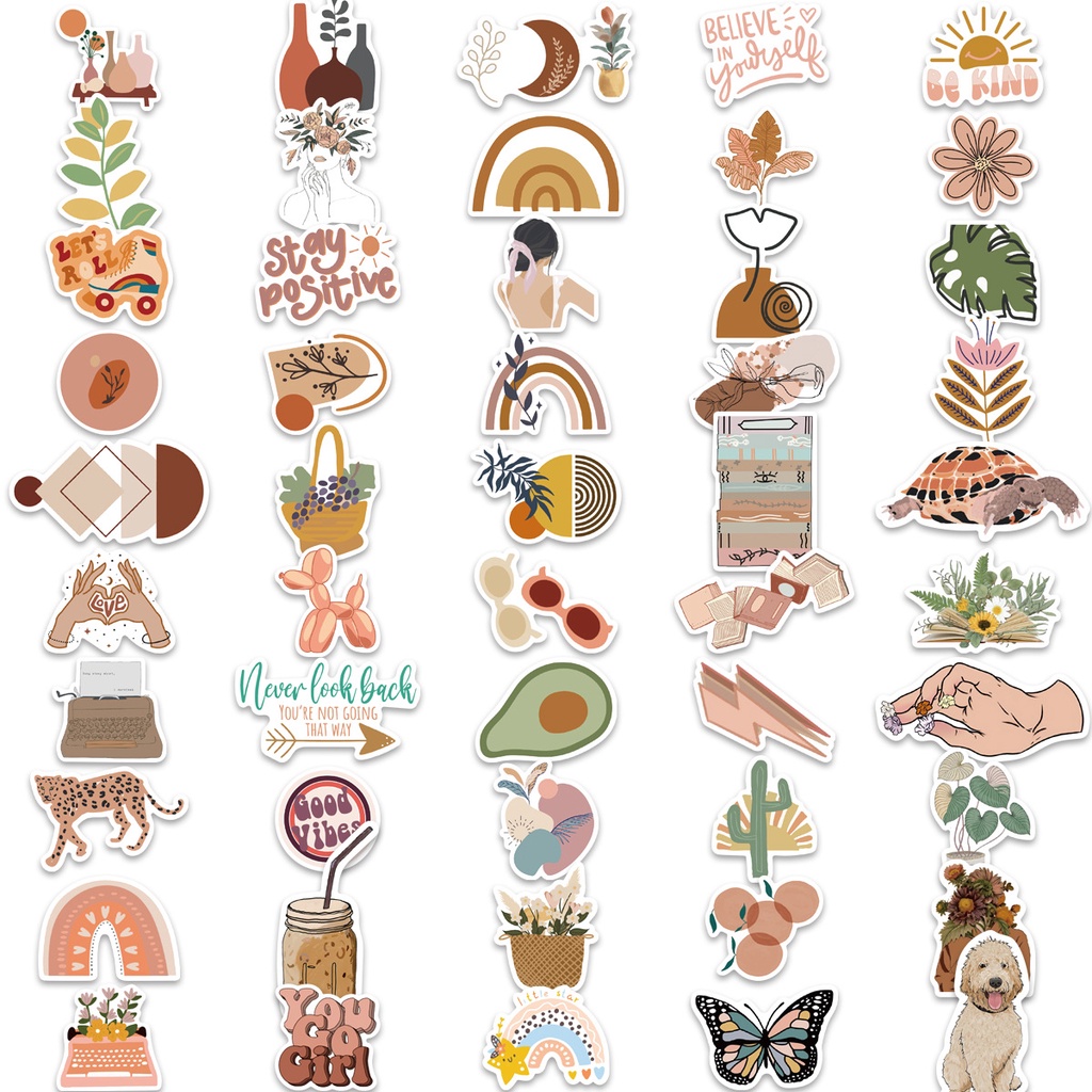 200pcs/set Bohemian Graffiti Stiker Siswa DIY Gitar Bagasi Cangkir Air Stiker Tahan Air