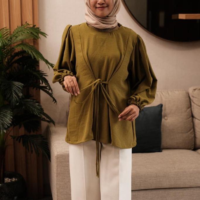 ZASKIYA - Nayla Blouse / Kemeja Blouse Wanita Crincle / Kemeja Style Korea