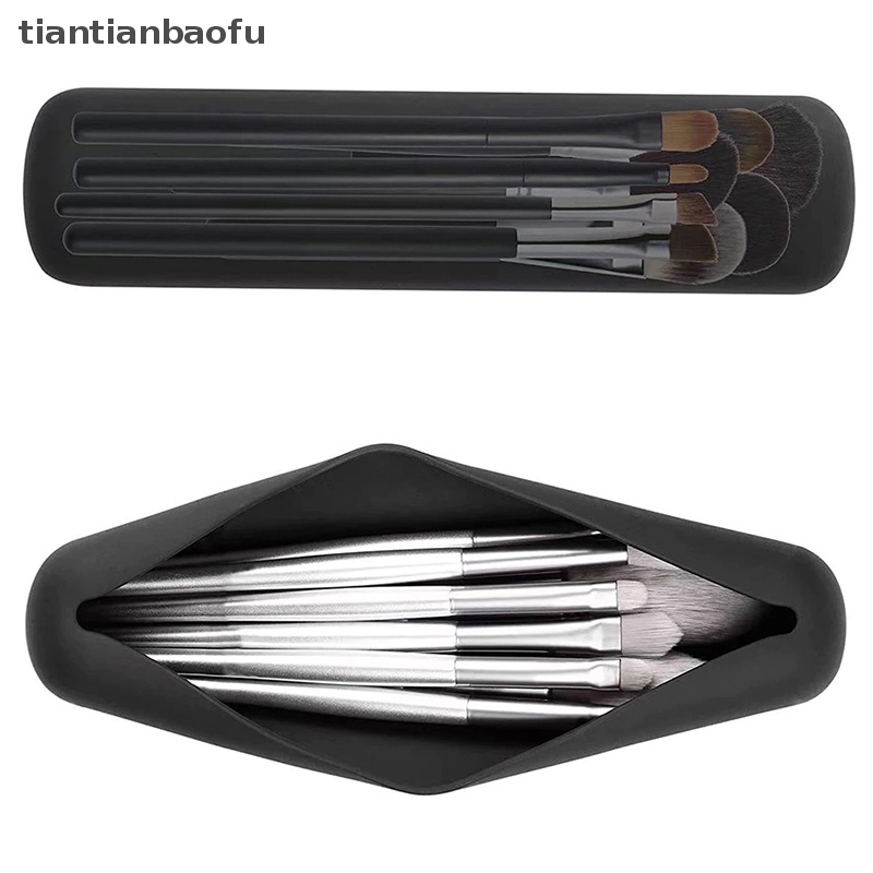 [tiantianbaofu] Kuas Makeup Silikon Portable Travel Makeup Case Tahan Air Tempat Brush Makeup Butik