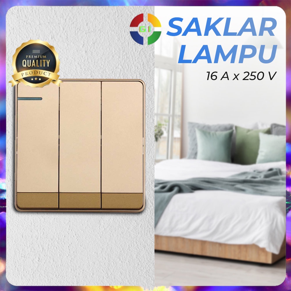 Saklar Lampu Listrik Rumah 3 Tombol Golden