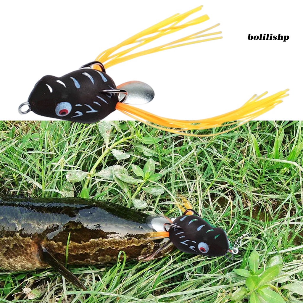 Bo-3cm Umpan Pancing Kait Ganda Dengan Jumbai Spinner Payet Berongga Simulasi Panjang Pengecoran Buatan PVC Lembut Snakehead Frog Bait Fishing Gear