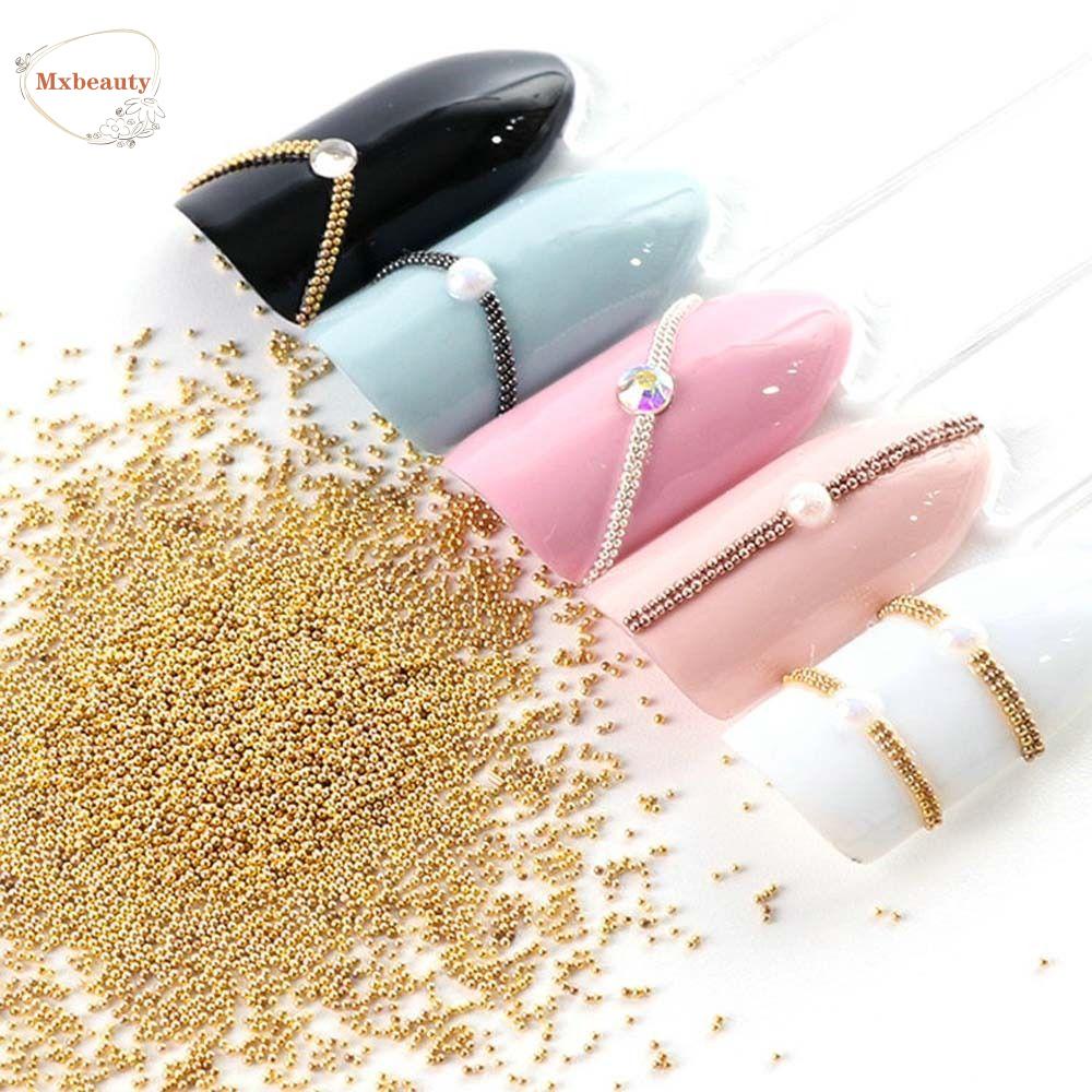 Mxbeauty Manik-Manik Baja Kuku Emas Fashion Nail Charms Nail Rhinestones Manikur Aksesoris Kuku Bola Baja Mini