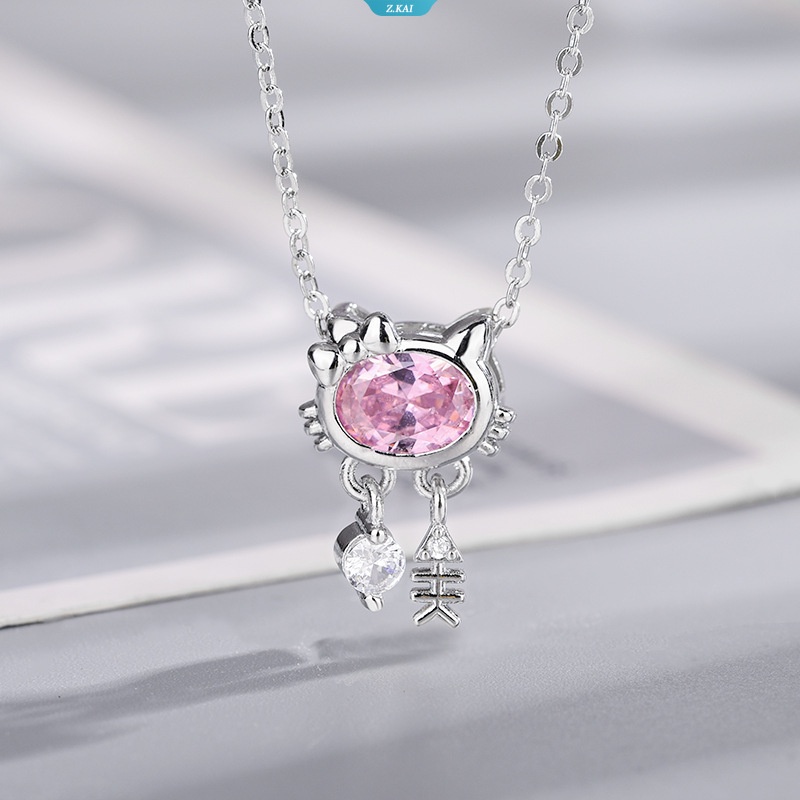 Sanrio HelloKitty Merah Muda Berlian Berlian Putih Gadis Beruntung Cincin Fashion Perhiasan Aksesoris Wanita Adjustable Rings Gadis Indah Kesederhanaan Hadiah [ZK]