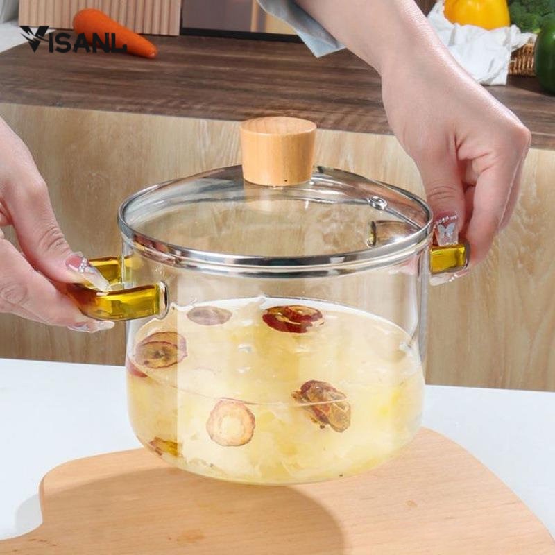 Cups Pot Panci Masak Stewing Soup Pot / Transparant Anti Api Anti Panas Borosilicate  / Mangkuk Mie Siswa Yang Lucu