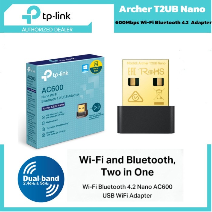 Wireless Adapter Tp-Link Archer T2UB Nano 600Mbps Wi-Fi Bluetooth 4.2 Wireless Adapter