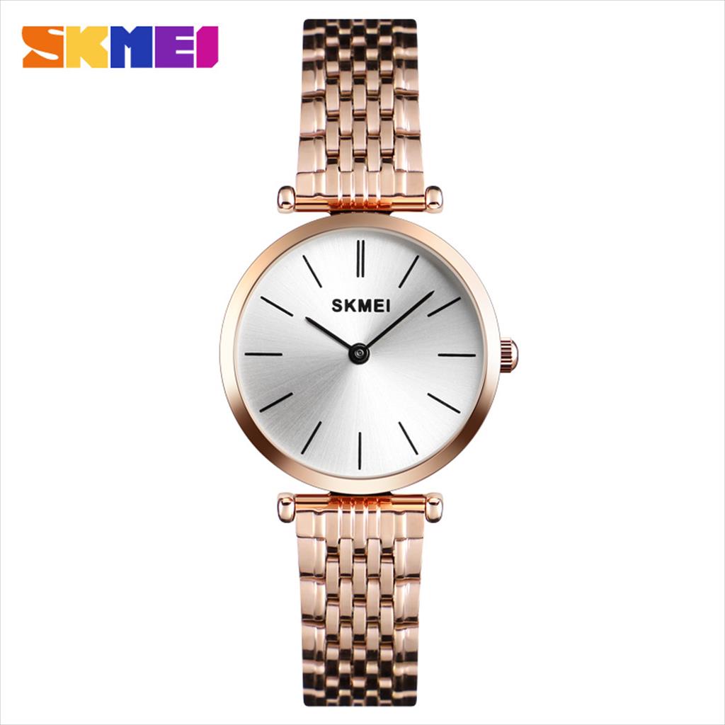 Jam Tangan Wanita / SKMEI 1458 Lady / Jam Tangan Analog Stainless Steel / SKMEI