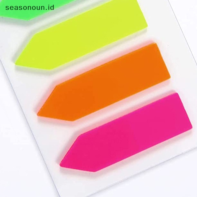 Seasonoun 20 * 7PCS Color Fluorescence Transparan Sticky Notes Memo Pad Bookmark Banner Sticky Notes Stiker Penanda Indeks Alat Tulis Kantor Sekolah.