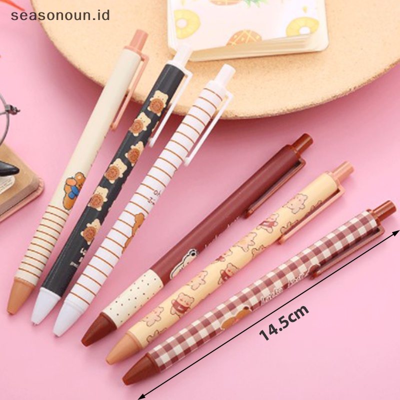 Seasonoun 6pcs Pulpen Lucu Alat Tulis Perlengkapan Sekolah kawaii gel pen.