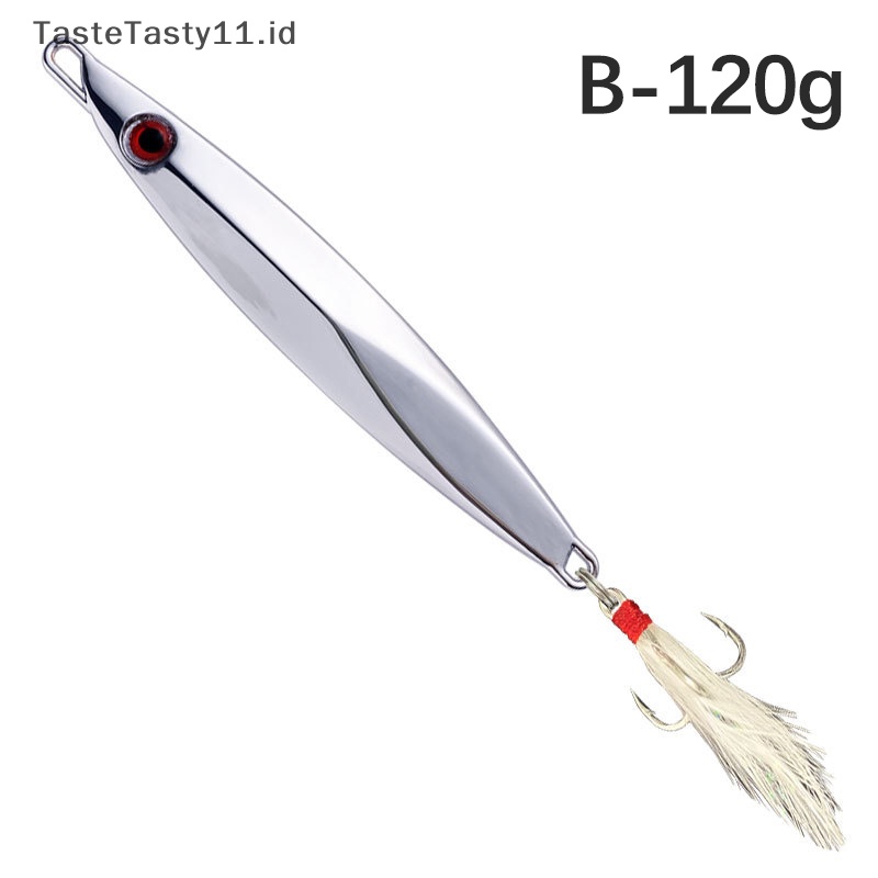 Tastetasty 1pc Umpan Pancing Laut Warna Silver 20g 30g 40g 60g 80g 100g 120g Jigging Lure Metal Fishing Lure Umpan Air Asin.