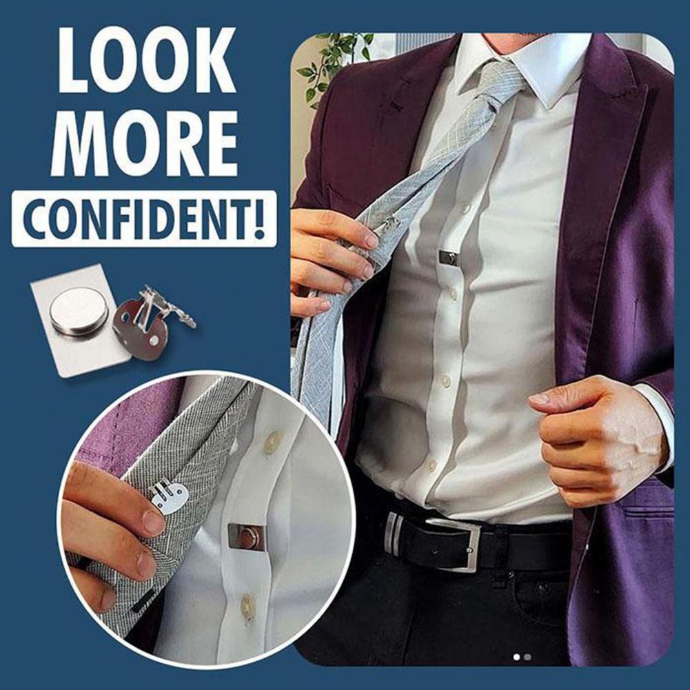 [Hot Sale] Pria Tahan Lama Mudah Menginstal Dasi Magnetik Klip Stainless Steel Aksesoris Pakaian Multifungsi Portabel Tetap Otomatis Tak Terlihat Bisnis Pacaran Pesta Kantor