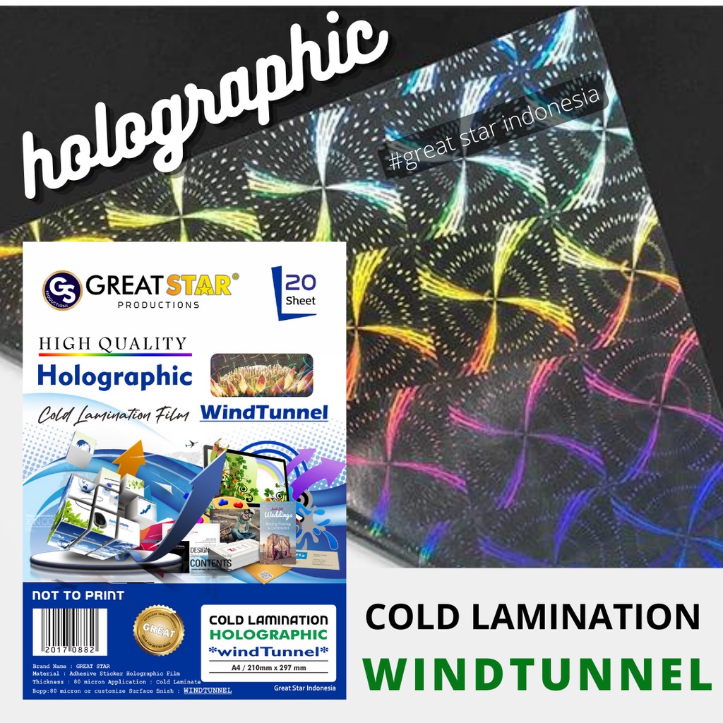 

Cold Lamination Film Holographic Wind Tunnel A4/20