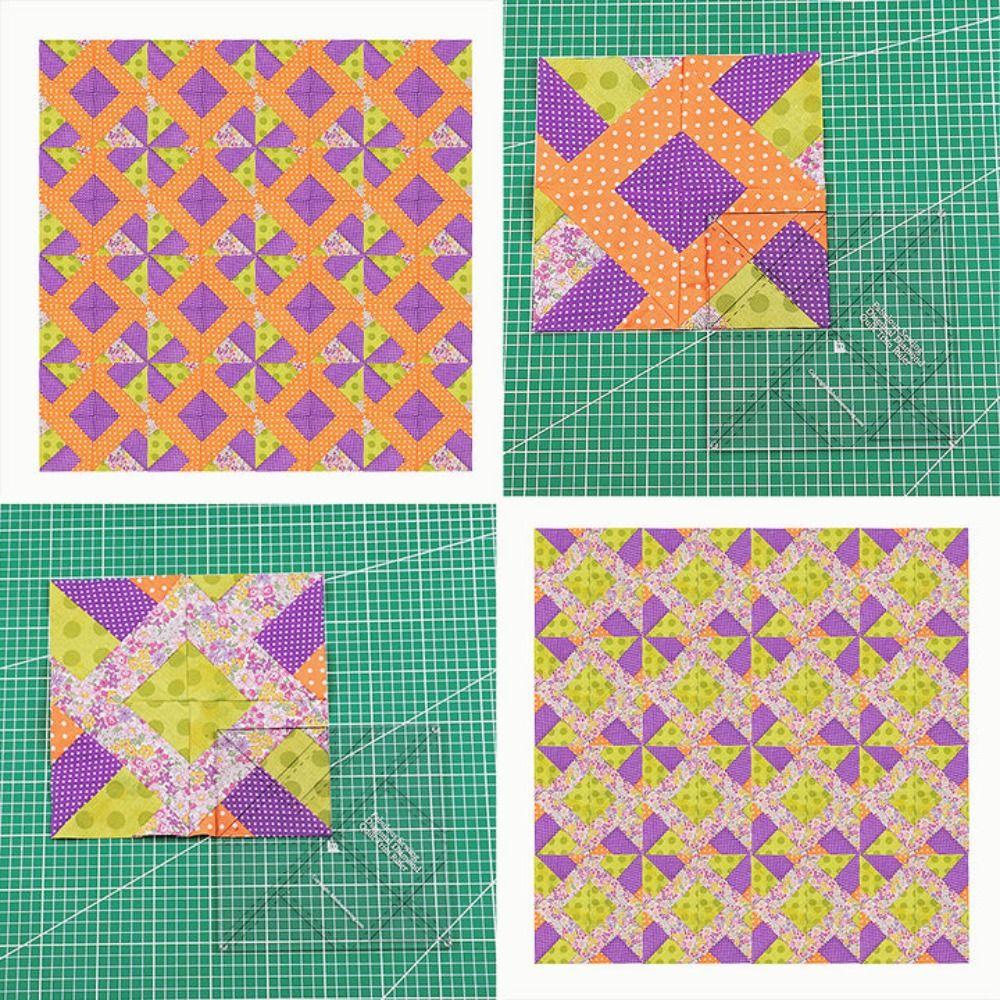 Penggaris Quilt Berlian Diagonal Nanas Baru Tahan Lama Dengan Petunjuk|Alat Quilting Template Quilting