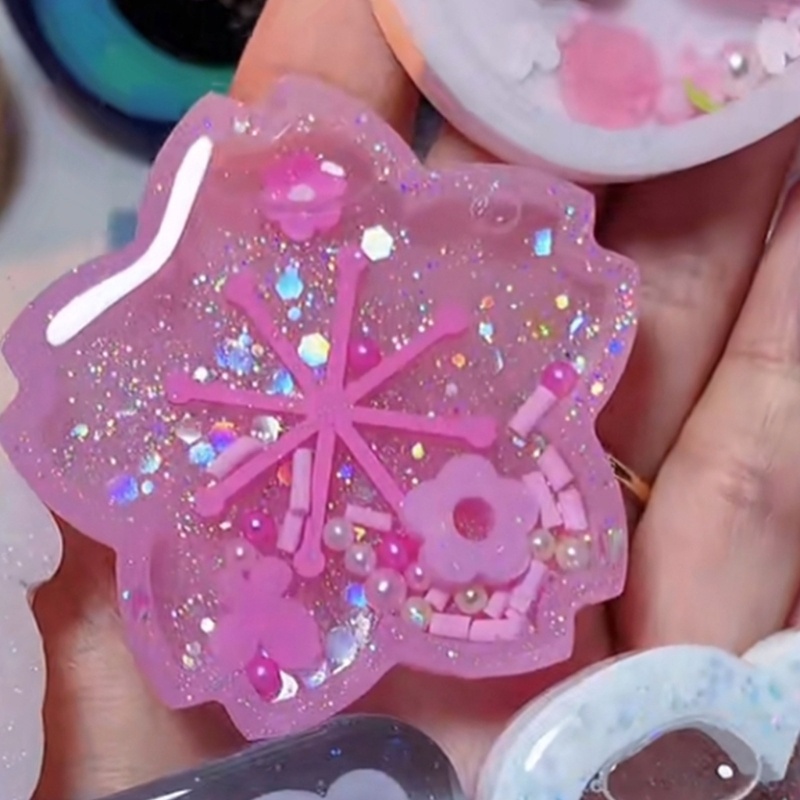 Siy Ornamen Bunga Pasir Apung Cetakan Silikon Liontin Handmade Tas Dekorasi Mold