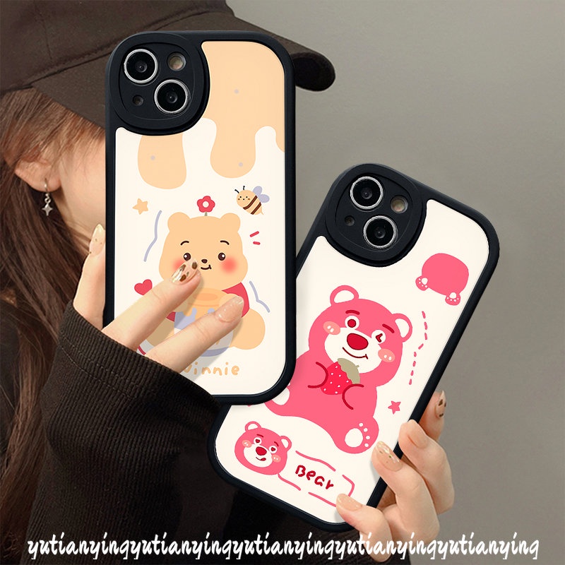 Untuk Oppo A17 A96 A78 A77s A17K A57 A74 A7 A55 A95 A1K A58 A5 A76 A3S A31 A54 A92 A15 A16 A16K A12 A5s A53 A9 A16E Reno 8T 78 5 7Z Winnie The Pooh Strawberry Bear Manyo Sarung Soft Case