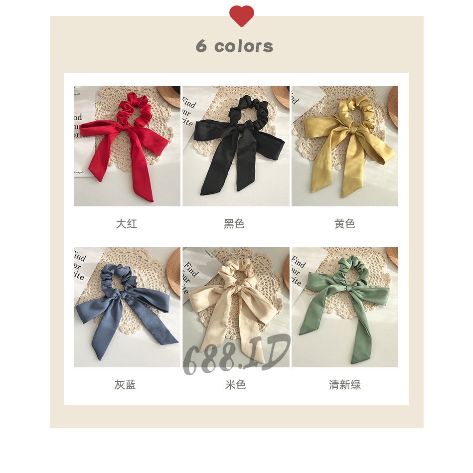 Ikat Rambut Scrunchie Model Scraf Warna Polos Bahan Satin Lembut Kunciran Karet Rambut untuk Anak Perempuan Wanita Dewasa Gaya Korea Elegan KCR 07