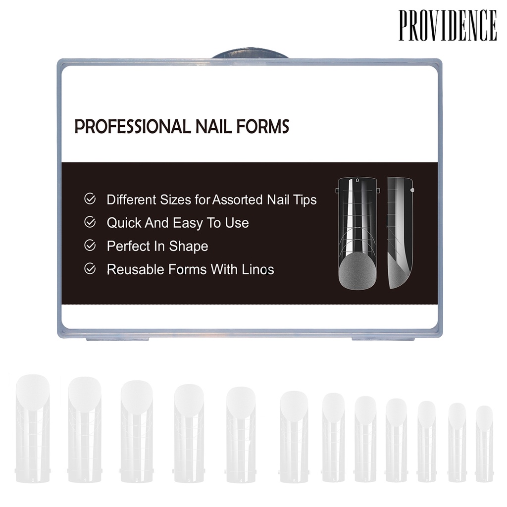 Providence 120Pcs/kotak Tips Kuku Palsu Dengan Garis Ukuran Campur Dapat Dilepas Mudah Untuk Memotong Ekstensi Kuku Patung Jernih Penutup Penuh Tips Kuku Jari Palsu UV Gel Polish Cetakan Bangunan Cepat