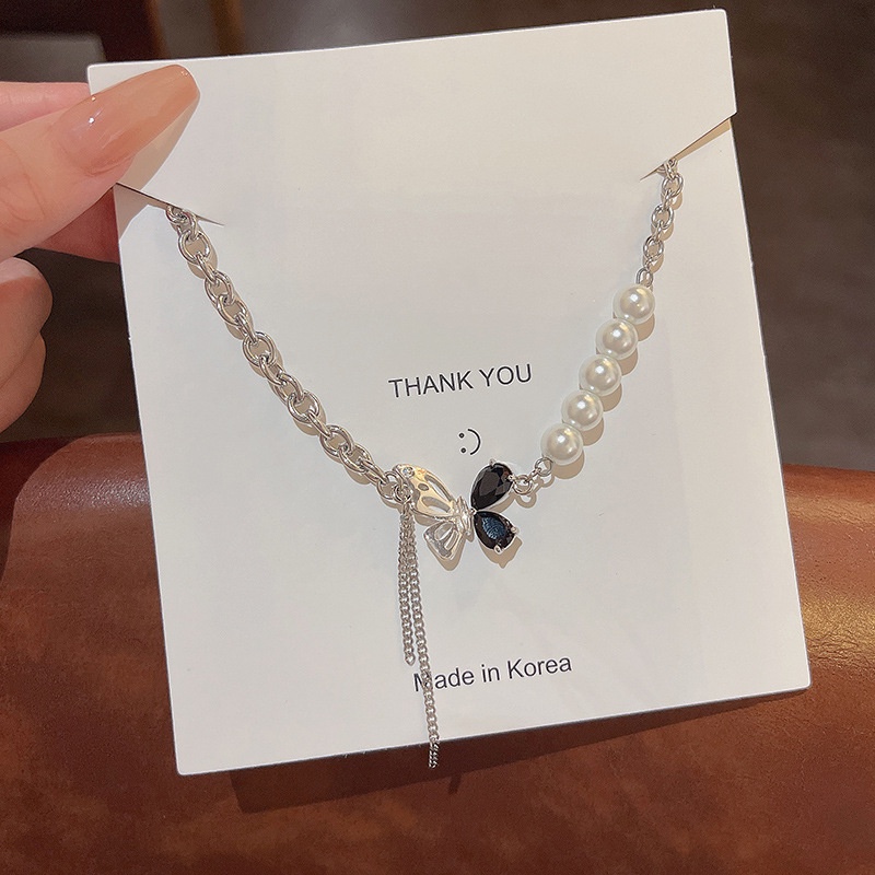 Korea Baru Halus Zirkon Mutiara Kalung Fashion Wanita Kalung Pendek Musim Panas Aksesoris Hadiah