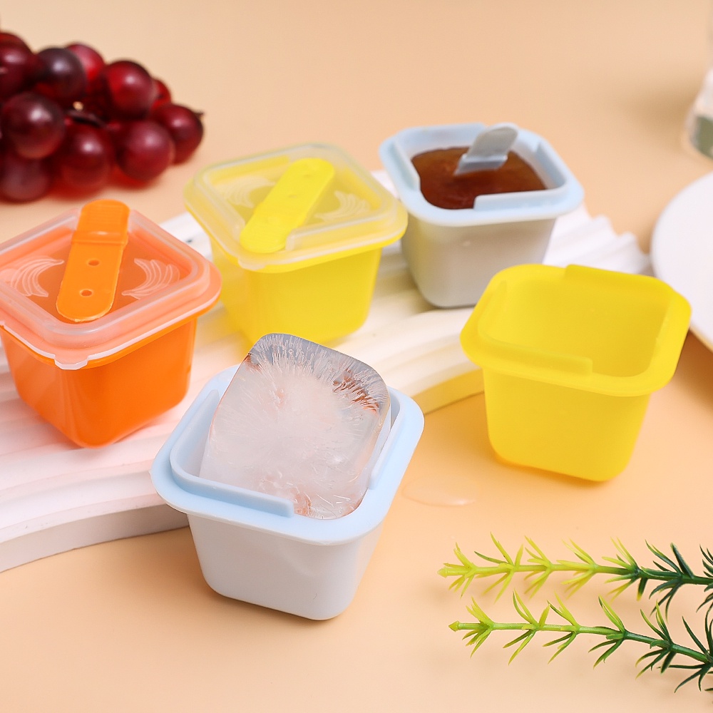 1 Pc Persegi DIY Cetakan Es Batu/Reusable Soft Bottom Popsicle Moulds Dengan Tongkat Buatan Sendiri Cetakan Pembekuan Makanan Aksesoris Dapur