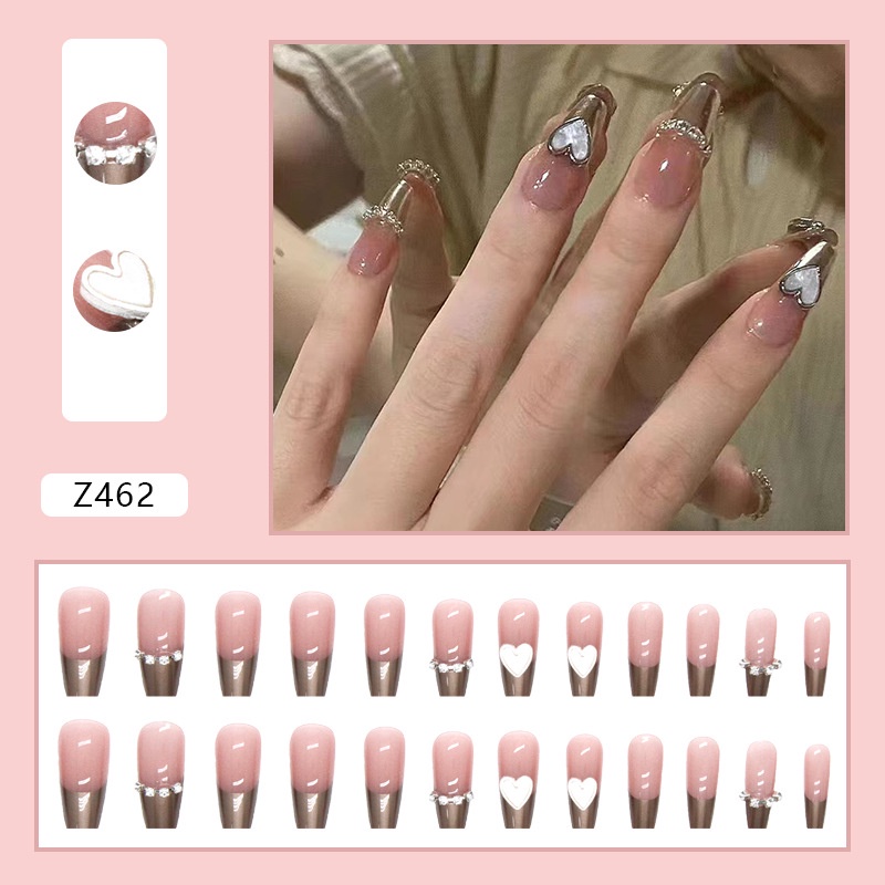 Z462 24Pcs DIY Kuku Palsu French Cool Finger Nail Art Stiker Kuku Palsu