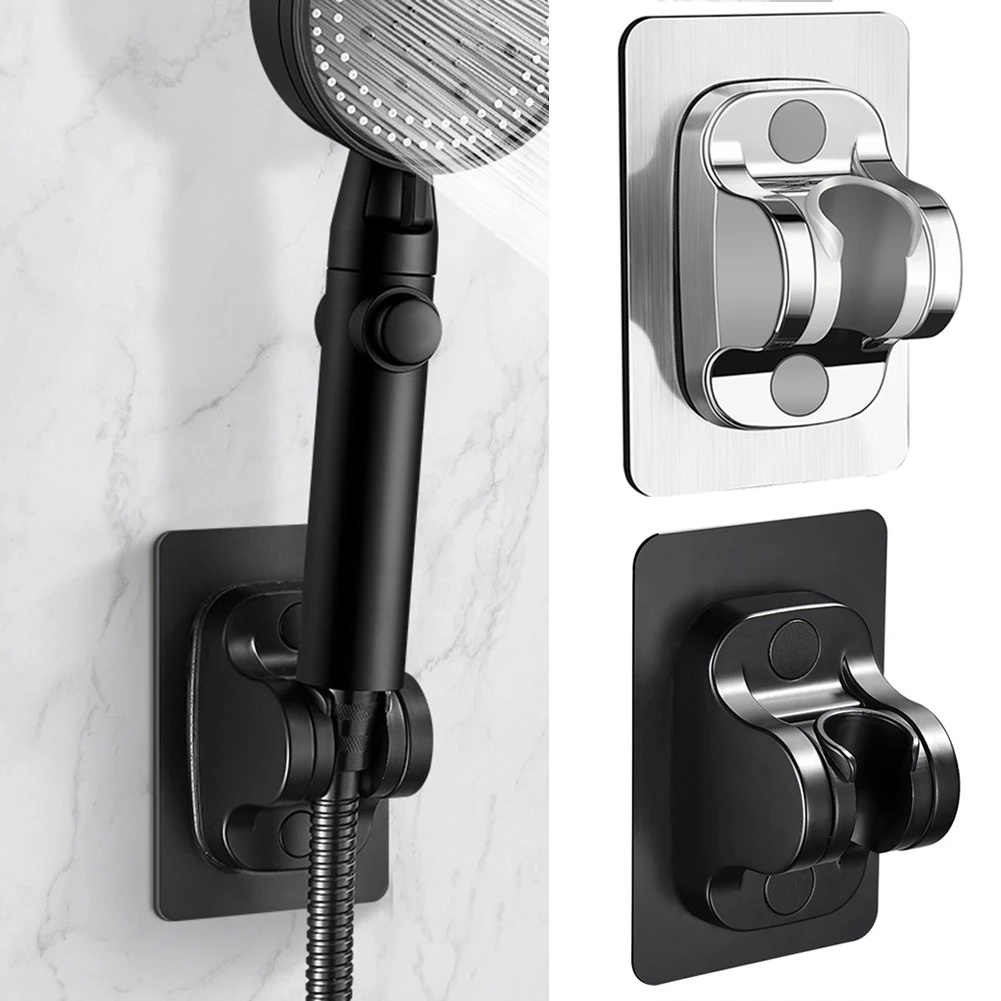 Shower Head Stand/Braket Shower Rotasi 90derajat/aksesori Kamar Mandi Yang Dipasang Di Dinding Dapat Disesuaikan Bebas Pukulan Tahan Air Self-adhesive Firm Shower Head Holder