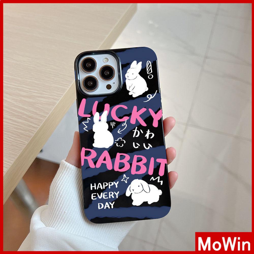 For iPhone 14 Pro Max iPhone Case Black Glossy TPU Soft Case Shockproof Protection Camera Cartoon Cute Rabbit Compatible with iPhone 13 Pro max 12 Pro Max 11 xr xs max 7Plus 8Plus