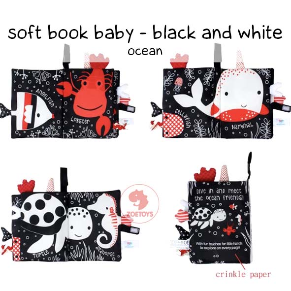 Zoetoys Soft Book Baby | Baby Contrast Soft pillow Book buku bantal cerita bahan kain anak bayi | Mainan Edukasi Anak