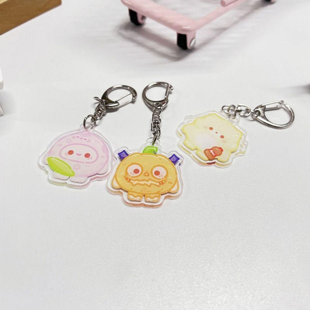 [Elegan] Egg Puff Pesta Gantungan Kunci Koleksi Mini Tempat Kunci Mobil Tokoh Anime Perhiasan Handbag Liontin Acrylic Car Keyring