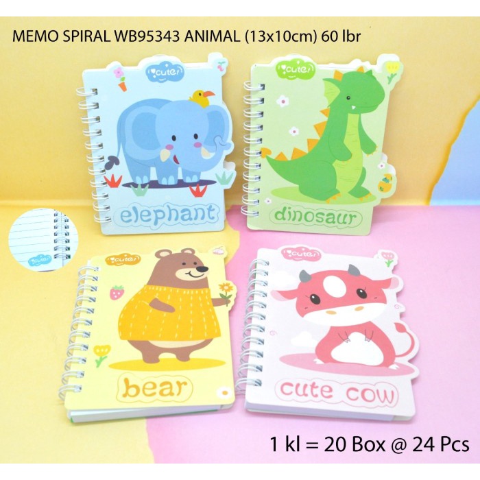 

buku memo ring spiral motif cute animal satuan -ZilongSell