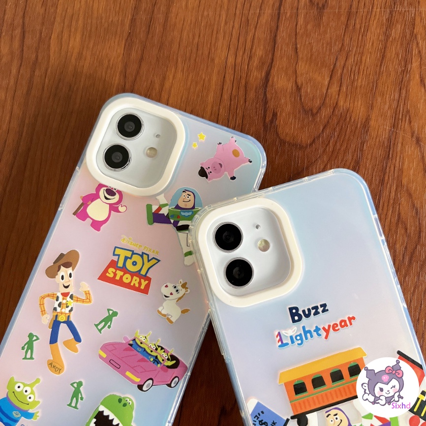 IPHONE Kompatibel Untuk Iphone11 14 13 12 Pro Max8 7Plus X Xs Xr Xs Max SE 2020 Happy Cartoon Toy Story Couple Perlindungan Lensa Gradien Laser Casing Ponsel TPU Lembut Penutup Anti Jatuh XJJJJ