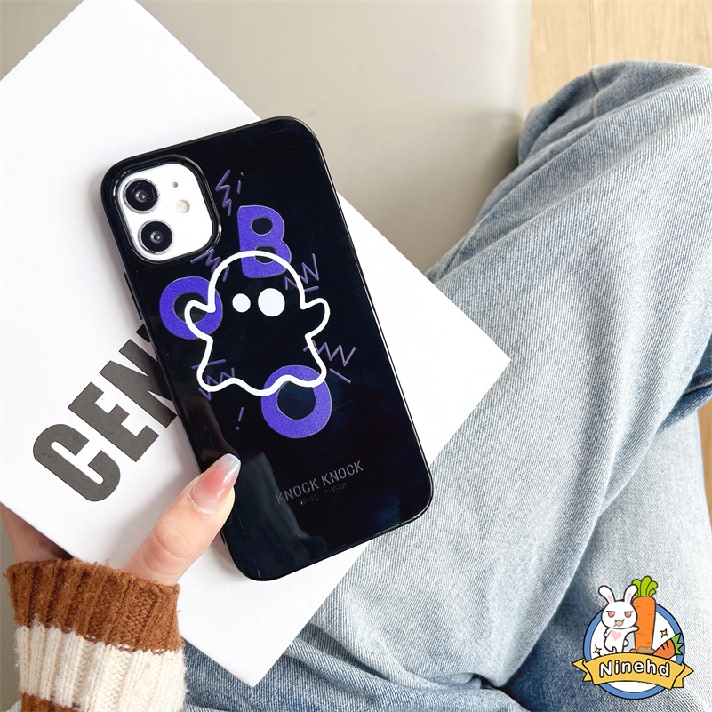 IPHONE Casing Kompatibel Untuk Iphone14 13 12 11 Pro Max X Xr Xs Max8 7 6 6s Plus SE 2020 Motif Emoticon Hantu Lucu Casing Ponsel Penuh Melindungi Shockproof Halus Glossy Silikon Soft Case