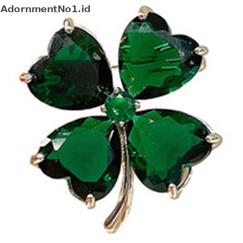 [AdornmentNo1] Lucky Four-leaf Clover Bros French Retro Emerald Korsase Tetap Pakaian Pin Gesper Lady Aksesoris Perhiasan Pernikahan [ID]