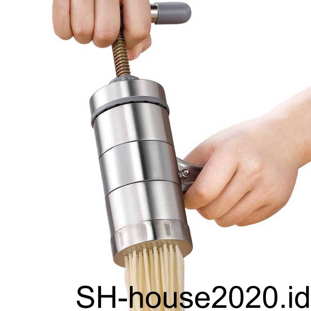 Rumah Restoran Stainless Steel Pembuat Mie Manual Dengan 6kepala Pastas Portable Spaghetti Press Machine Cookware